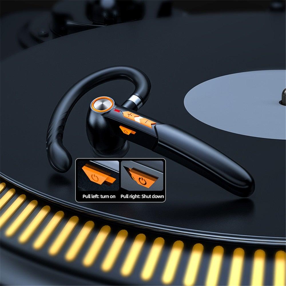 Ergonomic Single Lightweight Bluetooth Earphones Handsfree Wireless Headphones Business Driving Headset Outdoor Sports Volume Control Earphone Fingerprint Design Over Ear Earphone