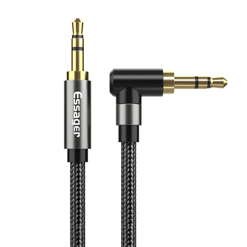 90Degree 3.5mm Right Angle AUX Audio Cable Jack For Headphone Extension Wire - STEVVEX Cable - 220, 3.5mm audio extension, 90 degree right angle aux, audio cable, audio cable for laptop, audio cable for monitor, audio cable for pc, audio cable for projector, audio cable jack, audio convertor, audio streaming, cable, cables, headphones cable, male to male speaker cord - Stevvex.com