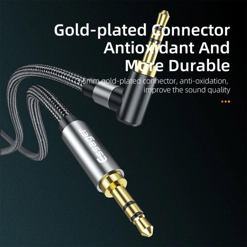 90Degree 3.5mm Right Angle AUX Audio Cable Jack For Headphone Extension Wire - STEVVEX Cable - 220, 3.5mm audio extension, 90 degree right angle aux, audio cable, audio cable for laptop, audio cable for monitor, audio cable for pc, audio cable for projector, audio cable jack, audio convertor, audio streaming, cable, cables, headphones cable, male to male speaker cord - Stevvex.com