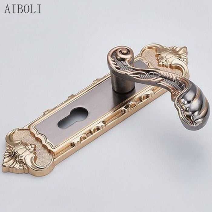 European Retro Door Handle Lock Aluminum Alloy Vintage Interior Bedroom Lock Anti-theft Home Room Safety Door Locks Interior Knob