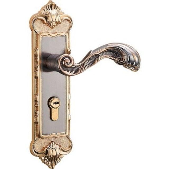 European Retro Door Handle Lock Aluminum Alloy Vintage Interior Bedroom Lock Anti-theft Home Room Safety Door Locks Interior Knob