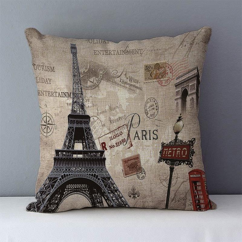 European Style Throw Pillow Covers Red London Street Bus Telephone Booth Big Ben Square Cushion Covers For Home Bed Sofa Throw Pillow Covers Red Bus and Telephone Booth Design Cushion Case Cotton Linen Home Sofa Decor 45X45CM