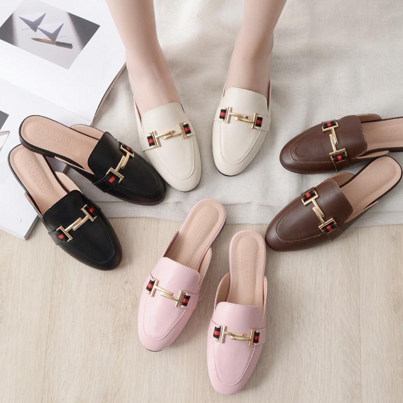 Exquisite Woman Slides Outdoor Platform Slippers Square Ladies Mules Slip On Comfortable Pointed Toe Womens Loafers Women's Flats Mules Loafers Shoes For Women