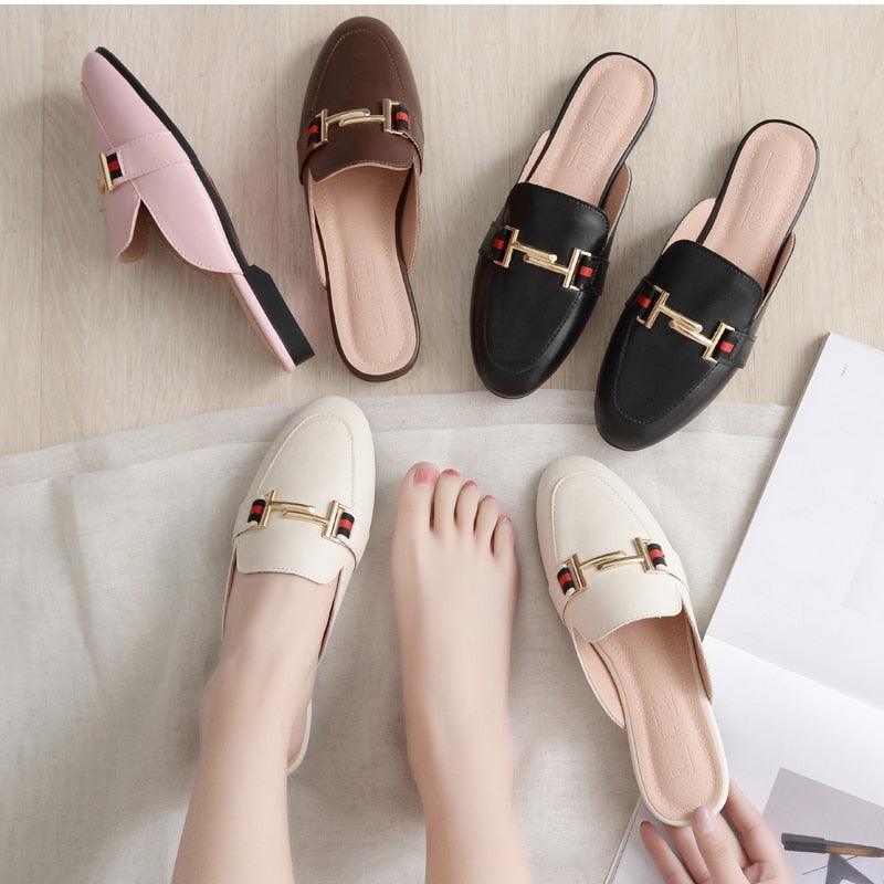 Exquisite Woman Slides Outdoor Platform Slippers Square Ladies Mules Slip On Comfortable Pointed Toe Womens Loafers Women's Flats Mules Loafers Shoes For Women