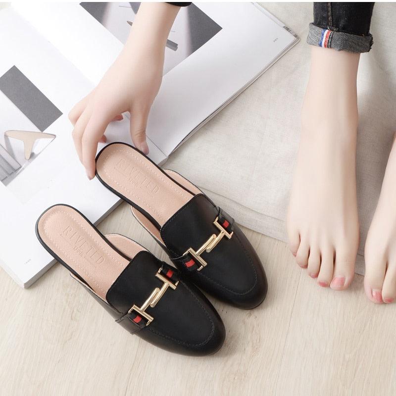 Exquisite Woman Slides Outdoor Platform Slippers Square Ladies Mules Slip On Comfortable Pointed Toe Womens Loafers Women's Flats Mules Loafers Shoes For Women