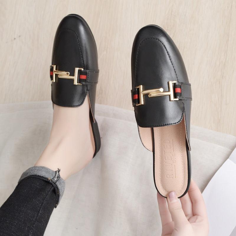 Exquisite Woman Slides Outdoor Platform Slippers Square Ladies Mules Slip On Comfortable Pointed Toe Womens Loafers Women's Flats Mules Loafers Shoes For Women