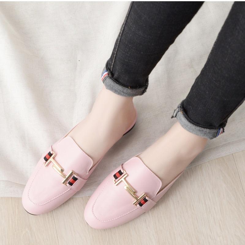 Exquisite Woman Slides Outdoor Platform Slippers Square Ladies Mules Slip On Comfortable Pointed Toe Womens Loafers Women's Flats Mules Loafers Shoes For Women