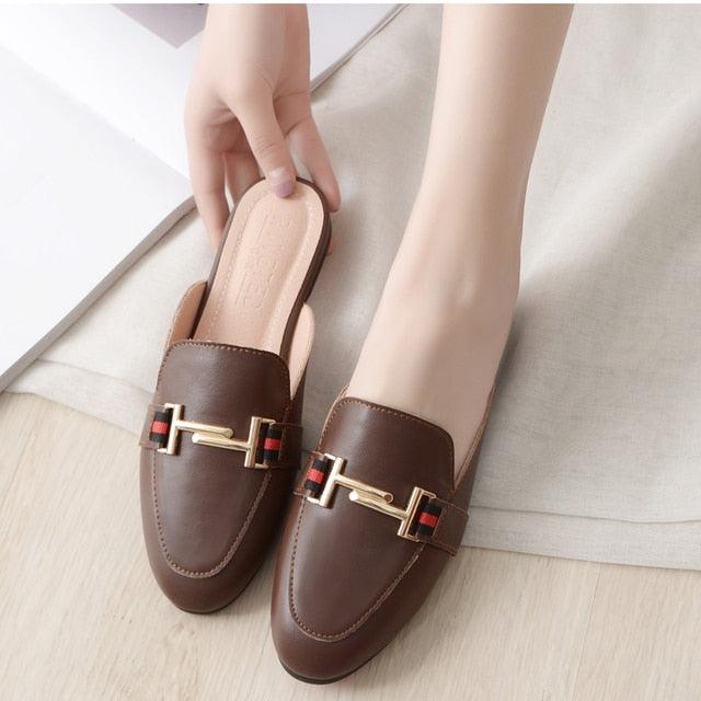 Exquisite Woman Slides Outdoor Platform Slippers Square Ladies Mules Slip On Comfortable Pointed Toe Womens Loafers Women's Flats Mules Loafers Shoes For Women