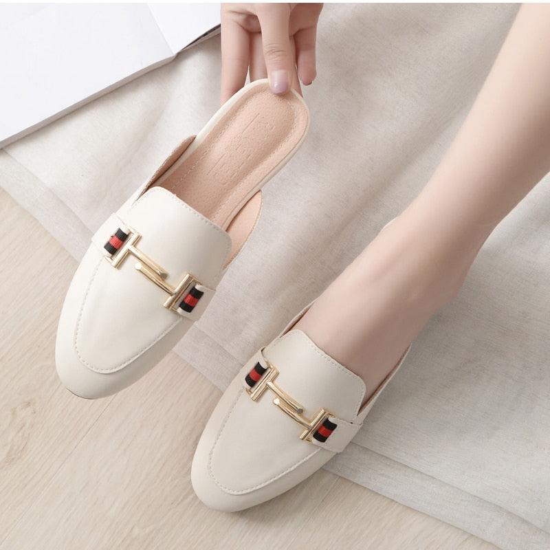 Exquisite Woman Slides Outdoor Platform Slippers Square Ladies Mules Slip On Comfortable Pointed Toe Womens Loafers Women's Flats Mules Loafers Shoes For Women