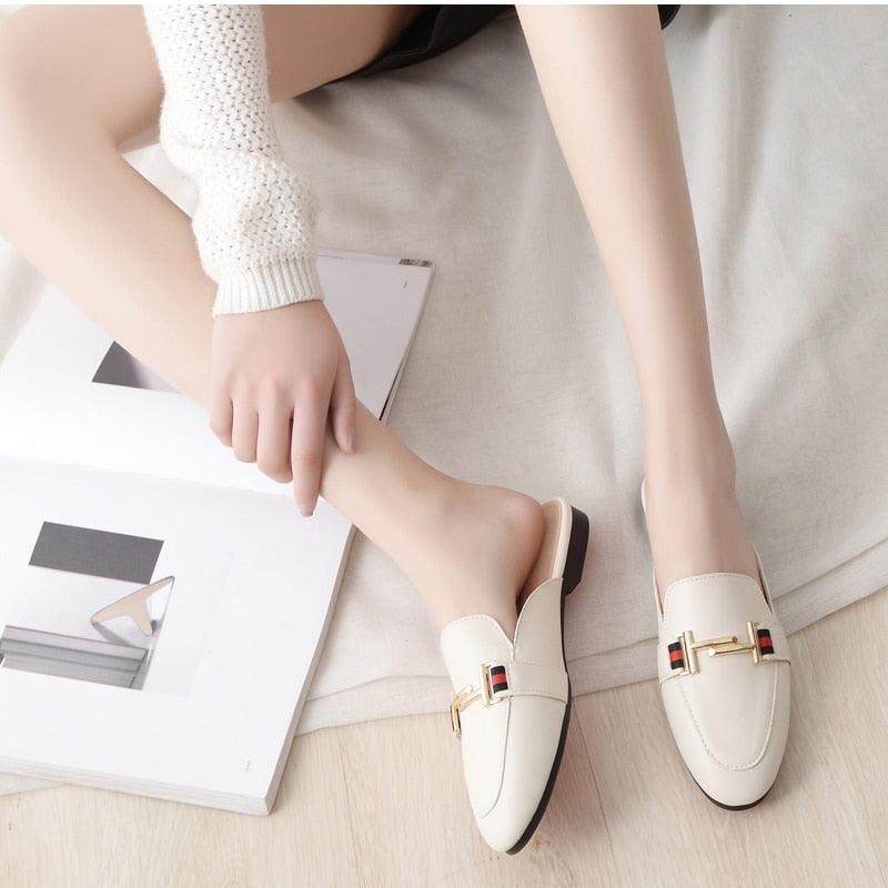 Exquisite Woman Slides Outdoor Platform Slippers Square Ladies Mules Slip On Comfortable Pointed Toe Womens Loafers Women's Flats Mules Loafers Shoes For Women