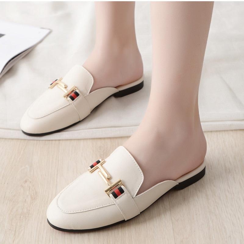 Exquisite Woman Slides Outdoor Platform Slippers Square Ladies Mules Slip On Comfortable Pointed Toe Womens Loafers Women's Flats Mules Loafers Shoes For Women