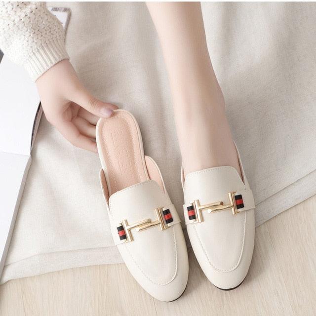 Exquisite Woman Slides Outdoor Platform Slippers Square Ladies Mules Slip On Comfortable Pointed Toe Womens Loafers Women's Flats Mules Loafers Shoes For Women