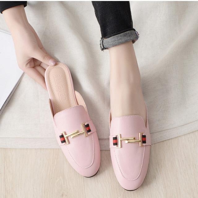 Exquisite Woman Slides Outdoor Platform Slippers Square Ladies Mules Slip On Comfortable Pointed Toe Womens Loafers Women's Flats Mules Loafers Shoes For Women