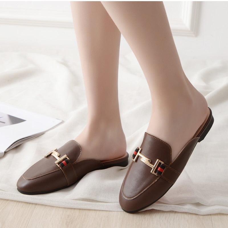 Exquisite Woman Slides Outdoor Platform Slippers Square Ladies Mules Slip On Comfortable Pointed Toe Womens Loafers Women's Flats Mules Loafers Shoes For Women