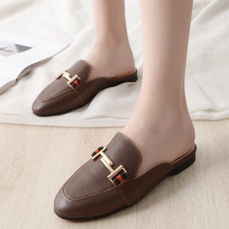 Exquisite Woman Slides Outdoor Platform Slippers Square Ladies Mules Slip On Comfortable Pointed Toe Womens Loafers Women's Flats Mules Loafers Shoes For Women