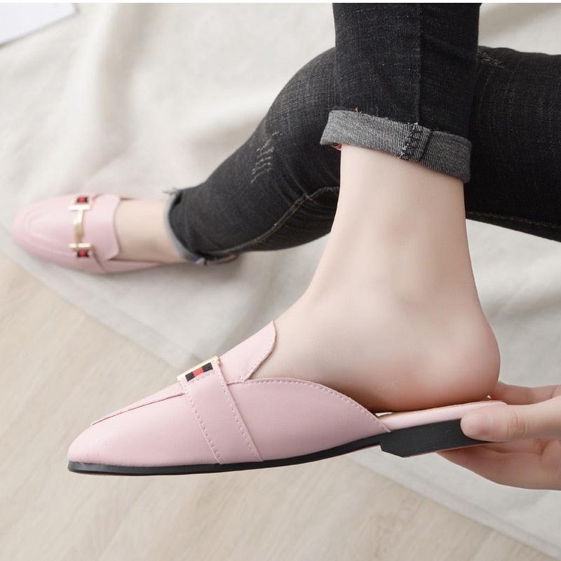 Exquisite Woman Slides Outdoor Platform Slippers Square Ladies Mules Slip On Comfortable Pointed Toe Womens Loafers Women's Flats Mules Loafers Shoes For Women