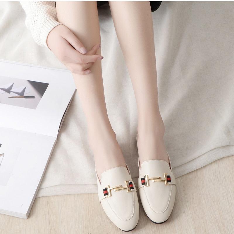 Exquisite Woman Slides Outdoor Platform Slippers Square Ladies Mules Slip On Comfortable Pointed Toe Womens Loafers Women's Flats Mules Loafers Shoes For Women