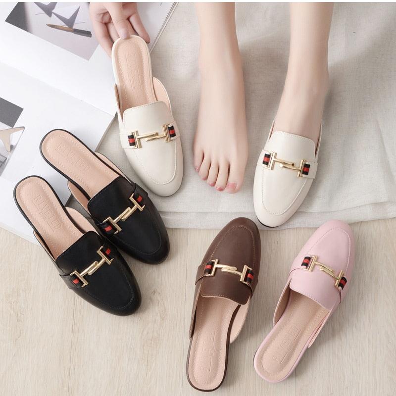 Exquisite Woman Slides Outdoor Platform Slippers Square Ladies Mules Slip On Comfortable Pointed Toe Womens Loafers Women's Flats Mules Loafers Shoes For Women