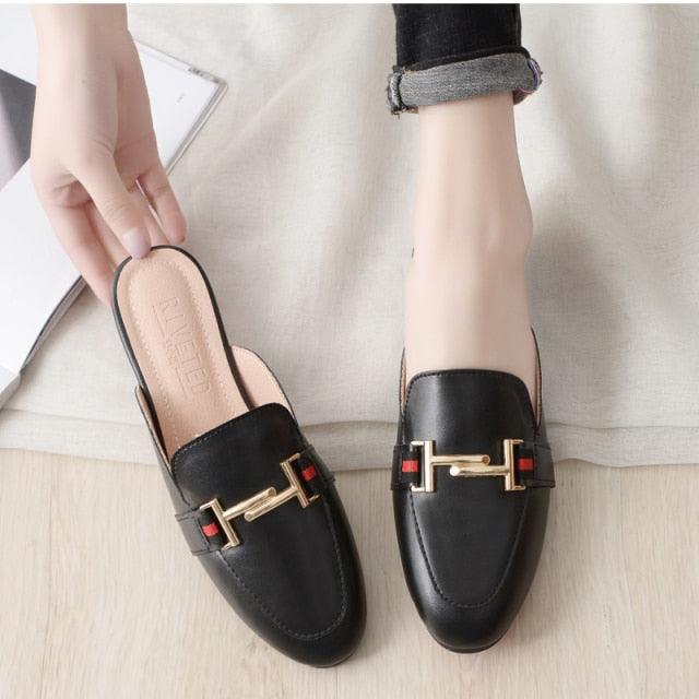 Exquisite Woman Slides Outdoor Platform Slippers Square Ladies Mules Slip On Comfortable Pointed Toe Womens Loafers Women's Flats Mules Loafers Shoes For Women