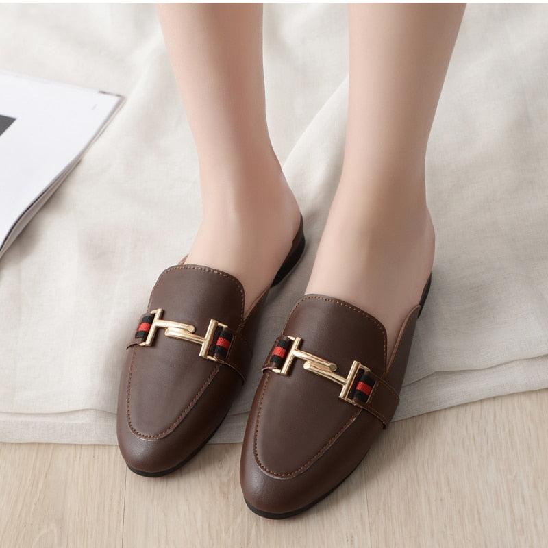 Exquisite Woman Slides Outdoor Platform Slippers Square Ladies Mules Slip On Comfortable Pointed Toe Womens Loafers Women's Flats Mules Loafers Shoes For Women