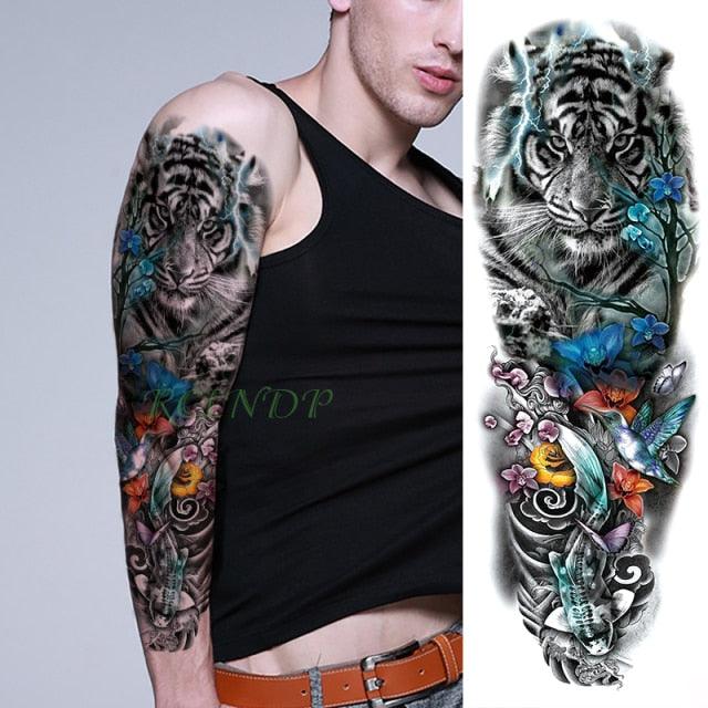 Extra Large Full Arm Leg Body Hand Waterproof Fake Tattoo Stickers Temporary Realistic Black Modern Mens Tattoo - STEVVEX Beauty - 103, 3D Tattoo, Arm Tattoo, Back Tattoo, Big Tattoo, Black Tattoos, Body Tattoo, Fashion Tattoo, Large Black Tattoo, Large Tattoo, Leg Tattoo, Lion Tattoo, Luxury Tattoo, Men Tattoo, Mens Tattoo, Modern Tattoo, Spider Tattoo, Stylish Tattoo, Tattoo, Waterproof Tattoo - Stevvex.com