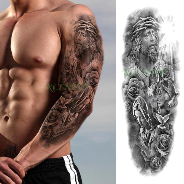 Extra Large Full Arm Leg Body Hand Waterproof Fake Tattoo Stickers Temporary Realistic Black Modern Mens Tattoo - STEVVEX Beauty - 103, 3D Tattoo, Arm Tattoo, Back Tattoo, Big Tattoo, Black Tattoos, Body Tattoo, Fashion Tattoo, Large Black Tattoo, Large Tattoo, Leg Tattoo, Lion Tattoo, Luxury Tattoo, Men Tattoo, Mens Tattoo, Modern Tattoo, Spider Tattoo, Stylish Tattoo, Tattoo, Waterproof Tattoo - Stevvex.com