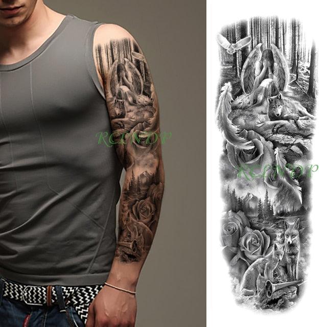 Extra Large Full Arm Leg Body Hand Waterproof Fake Tattoo Stickers Temporary Realistic Black Modern Mens Tattoo - STEVVEX Beauty - 103, 3D Tattoo, Arm Tattoo, Back Tattoo, Big Tattoo, Black Tattoos, Body Tattoo, Fashion Tattoo, Large Black Tattoo, Large Tattoo, Leg Tattoo, Lion Tattoo, Luxury Tattoo, Men Tattoo, Mens Tattoo, Modern Tattoo, Spider Tattoo, Stylish Tattoo, Tattoo, Waterproof Tattoo - Stevvex.com