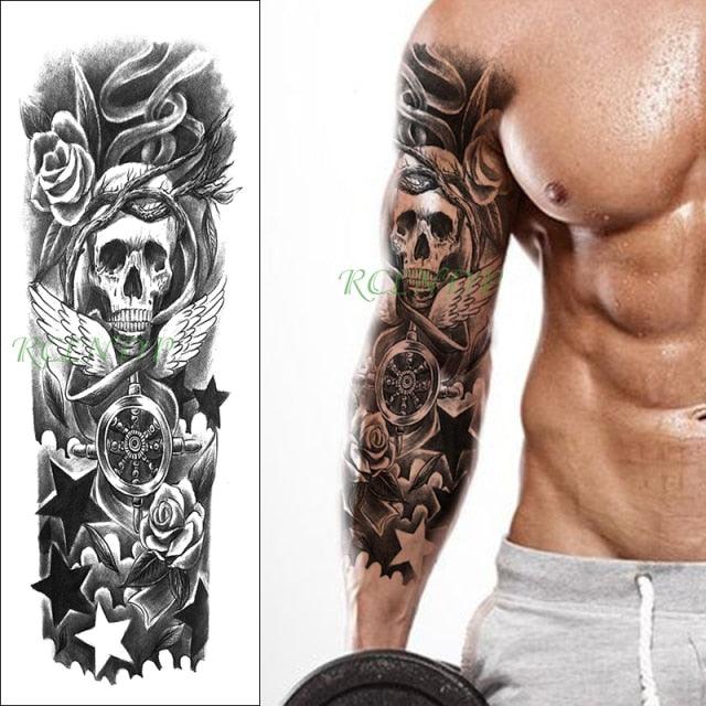 Extra Large Full Arm Leg Body Hand Waterproof Fake Tattoo Stickers Temporary Realistic Black Modern Mens Tattoo - STEVVEX Beauty - 103, 3D Tattoo, Arm Tattoo, Back Tattoo, Big Tattoo, Black Tattoos, Body Tattoo, Fashion Tattoo, Large Black Tattoo, Large Tattoo, Leg Tattoo, Lion Tattoo, Luxury Tattoo, Men Tattoo, Mens Tattoo, Modern Tattoo, Spider Tattoo, Stylish Tattoo, Tattoo, Waterproof Tattoo - Stevvex.com