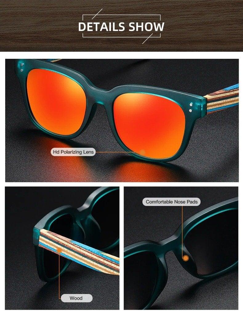 Classic Polarized Wood Sunglasses For Men And  Women Driving Mirror New Sun Glasses Sunglasses for Men and Women Matte Finish Sun glasses Color Mirror Lens