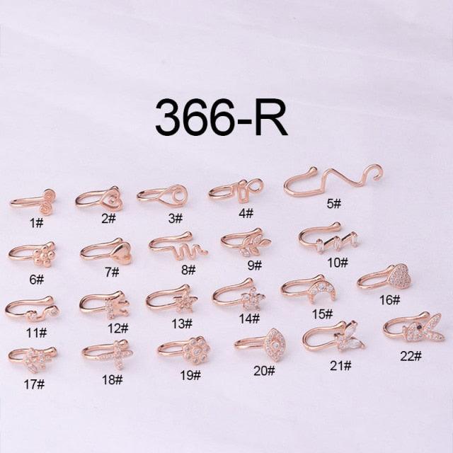 Fake Piercing Clip Nose Ring Cuff Body Jewelry for Women New Trend Ear Cuffs Heart Cross Flowers Clip Nose Rings Nose Ring Charm Crystal Metal Fake Piercing Nose Cuff Clip Stainless Steel Non-Piercing Fake Piercings Ear Cuff Tragus Earrings