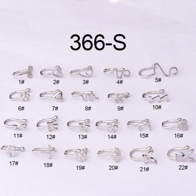 Fake Piercing Clip Nose Ring Cuff Body Jewelry for Women New Trend Ear Cuffs Heart Cross Flowers Clip Nose Rings Nose Ring Charm Crystal Metal Fake Piercing Nose Cuff Clip Stainless Steel Non-Piercing Fake Piercings Ear Cuff Tragus Earrings