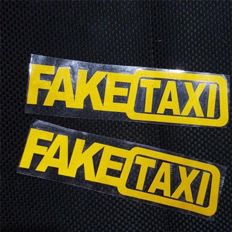 Fake Taxi Sticker Decal Funny Vinyl Car Bumper Funny FAKE TAXI Car Auto Sticker Fake Taxi Decal Self Adhesive Vinyl Universal Car Fake Taxi Reflective Window Vehicle Body Sticker Decal Auto Accessories