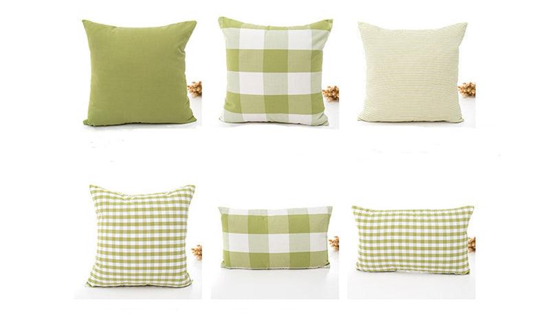 Farmhouse Plaid Striped Linen Cotton Pillow Covers Outdoor Plaid Square Pillow Cushion Case Cotton Linen Throw Pillow Covers Sofa Chair Decorative Cotton Cushions Cover Red Green Blue Pillowcase