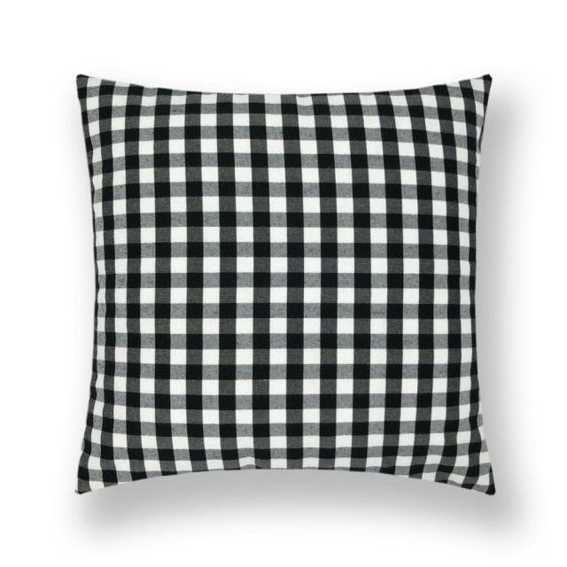 Farmhouse Plaid Striped Linen Cotton Pillow Covers Outdoor Plaid Square Pillow Cushion Case Cotton Linen Throw Pillow Covers Sofa Chair Decorative Cotton Cushions Cover Red Green Blue Pillowcase