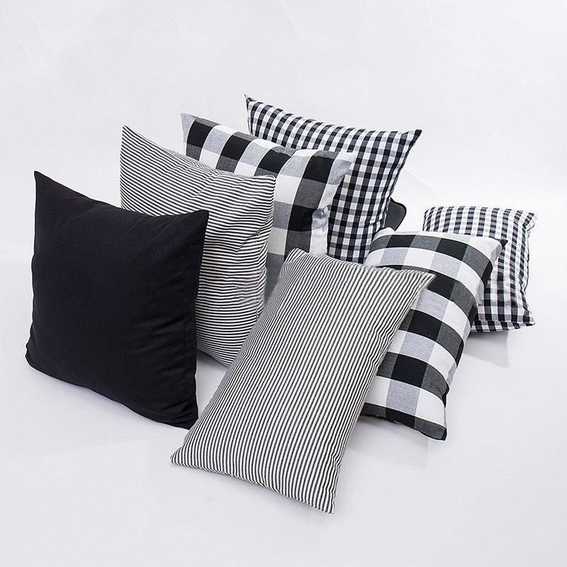 Farmhouse Plaid Striped Linen Cotton Pillow Covers Outdoor Plaid Square Pillow Cushion Case Cotton Linen Throw Pillow Covers Sofa Chair Decorative Cotton Cushions Cover Red Green Blue Pillowcase