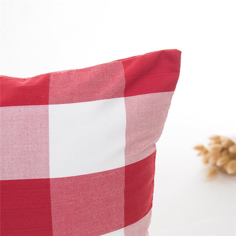 Farmhouse Plaid Striped Linen Cotton Pillow Covers Outdoor Plaid Square Pillow Cushion Case Cotton Linen Throw Pillow Covers Sofa Chair Decorative Cotton Cushions Cover Red Green Blue Pillowcase