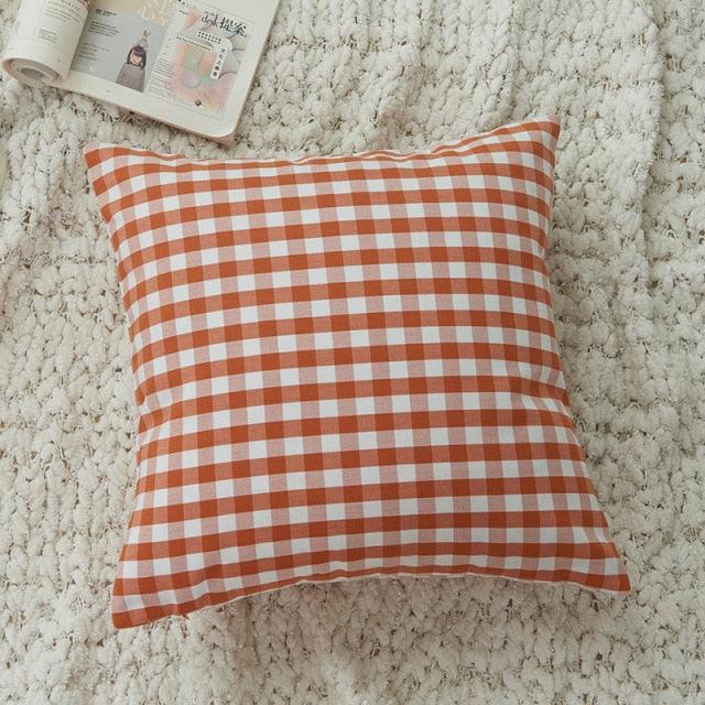 Farmhouse Plaid Striped Linen Cotton Pillow Covers Outdoor Plaid Square Pillow Cushion Case Cotton Linen Throw Pillow Covers Sofa Chair Decorative Cotton Cushions Cover Red Green Blue Pillowcase