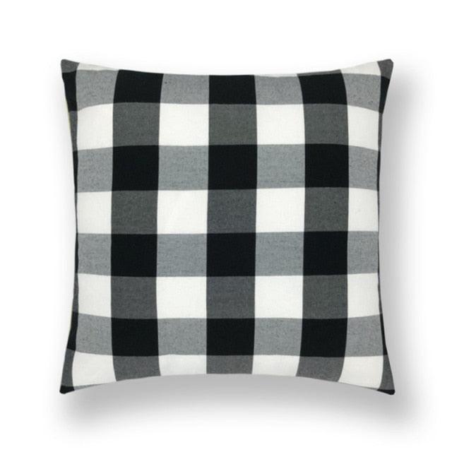 Farmhouse Plaid Striped Linen Cotton Pillow Covers Outdoor Plaid Square Pillow Cushion Case Cotton Linen Throw Pillow Covers Sofa Chair Decorative Cotton Cushions Cover Red Green Blue Pillowcase