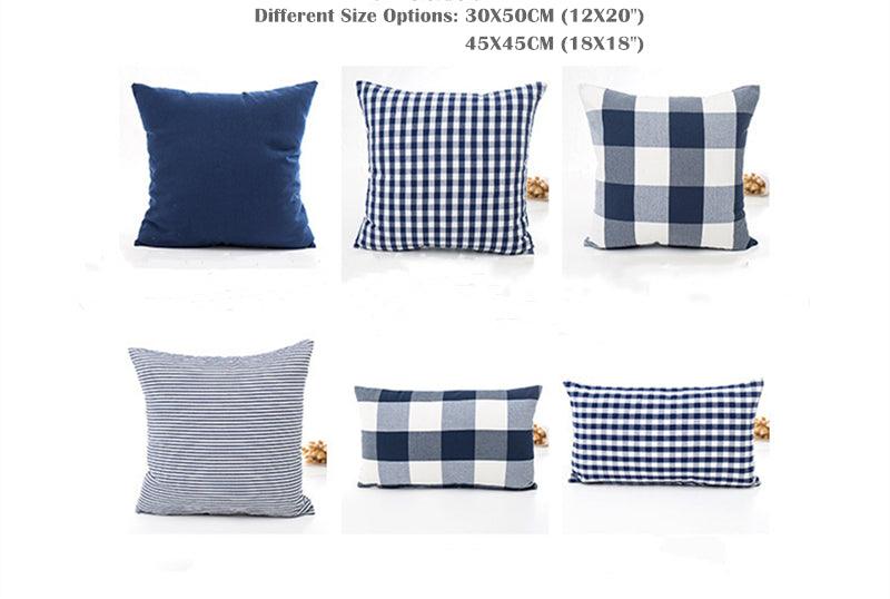 Farmhouse Plaid Striped Linen Cotton Pillow Covers Outdoor Plaid Square Pillow Cushion Case Cotton Linen Throw Pillow Covers Sofa Chair Decorative Cotton Cushions Cover Red Green Blue Pillowcase