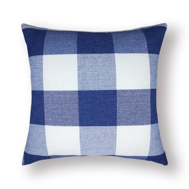 Farmhouse Plaid Striped Linen Cotton Pillow Covers Outdoor Plaid Square Pillow Cushion Case Cotton Linen Throw Pillow Covers Sofa Chair Decorative Cotton Cushions Cover Red Green Blue Pillowcase