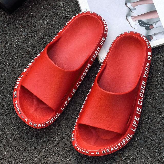 Fashion Beach Slides Massage Flip Flops Non-slip Slippers High Quality EVA Summer Men Women Quick Drying Bathroom Sandals Open Toe Soft Slippers Soft Shower Massage Slippers