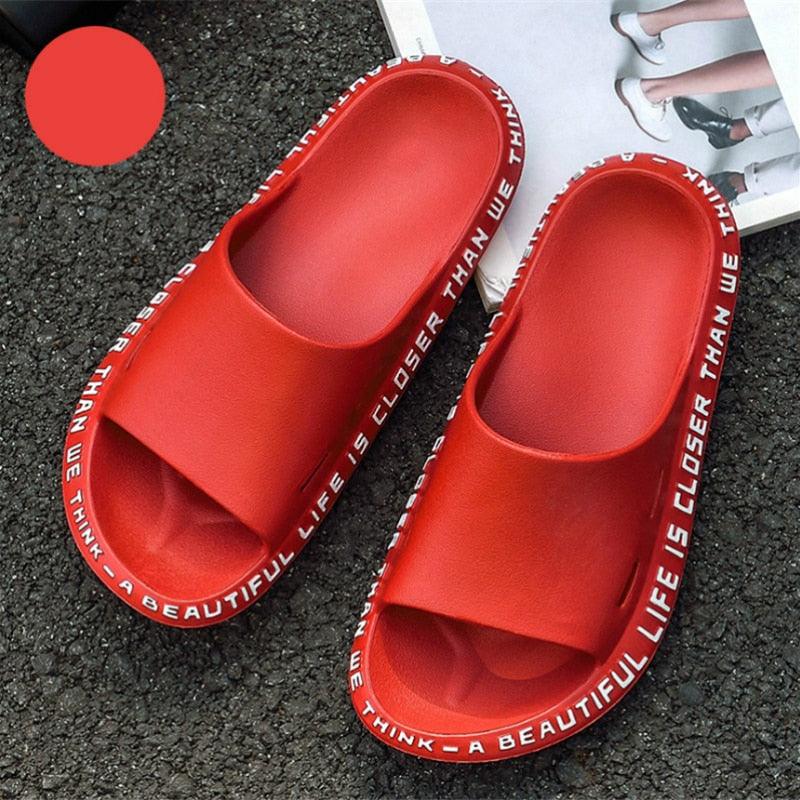 Fashion Beach Slides Massage Flip Flops Non-slip Slippers High Quality EVA Summer Men Women Quick Drying Bathroom Sandals Open Toe Soft Slippers Soft Shower Massage Slippers