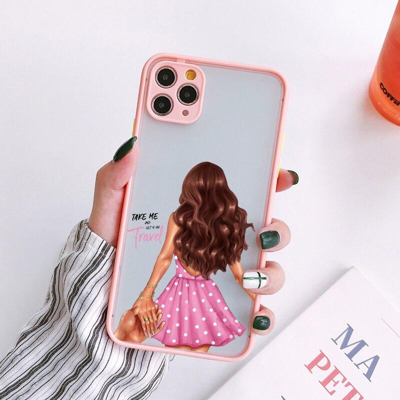 Fashion Beautiful Girl Pattern Case For iPhone 13 12 11 Pro Max Hand Drawn Girl Hard Phone Cover For iPhone 7 8 Plus SE2 X XR XS Pattern Protective Phone Case Hard PC Back Case Silicone Bumper Cover