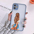 Fashion Beautiful Girl Pattern Case For iPhone 13 12 11 Pro Max Hand Drawn Girl Hard Phone Cover For iPhone 7 8 Plus SE2 X XR XS Pattern Protective Phone Case Hard PC Back Case Silicone Bumper Cover