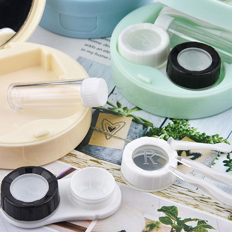 Fashion Contact Lens Case Women Man Travel Kit Easy Carry Contact Lenses Box Mirror Marble Print Eyes Contact Lens Case All in One Travel Contact Container Soak Storage Kit