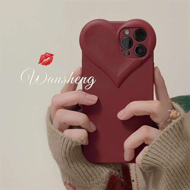 Fashion Cool Black Love Heart Phone Case For iPhone 14 13 Pro Max 12 11 XR XS 7 8 Plus Dustproof Soft TPU Shockproof Back Cover Luxury Crystal Case for Women Camera Protective Soft  Case Cover Design for iPhone