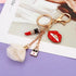 Fashion Creative Rhinestone Personality Lipstick Bag Car Keychain Female Schoolbag Pendant Metal Keychain Ring Gift Crystal Lipstick Makeup Keyring Rhinestone Purse Bag Charm Pendant Keychain