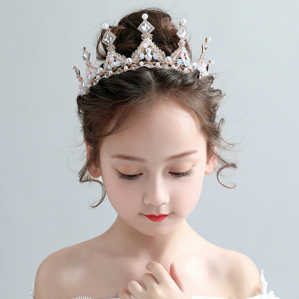 Fashion Crystal Princess Crown Rhinestone Tiara for Girl Birthday Wedding Model  Queen Crown Pearl Butterfly Hair Jewelry Handmade Rose Gold Crown with Pearl Crystal Princess Crown for Girls Birthday Wedding Party Prom