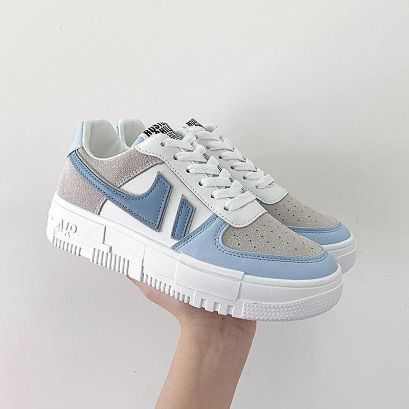 Fashion Flats Womans Sneakers Casual Breathable Vulcanized Shoes Lace Up Woman Comfort Walking White Round Head Platform Casual Sports Cute Fashion Walking School Sneakers