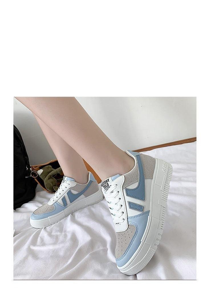 Fashion Flats Womans Sneakers Casual Breathable Vulcanized Shoes Lace Up Woman Comfort Walking White Round Head Platform Casual Sports Cute Fashion Walking School Sneakers